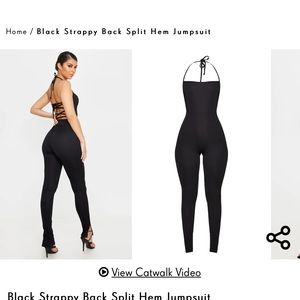 Black strappy split hem bodysuit